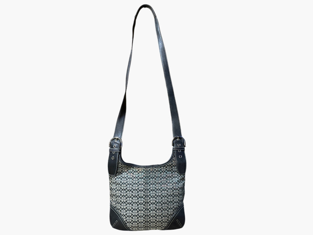 Coach Soho Signature Mini C Jacquard Hobo Shoulder Bag in Black and Grey, image 2 of 18