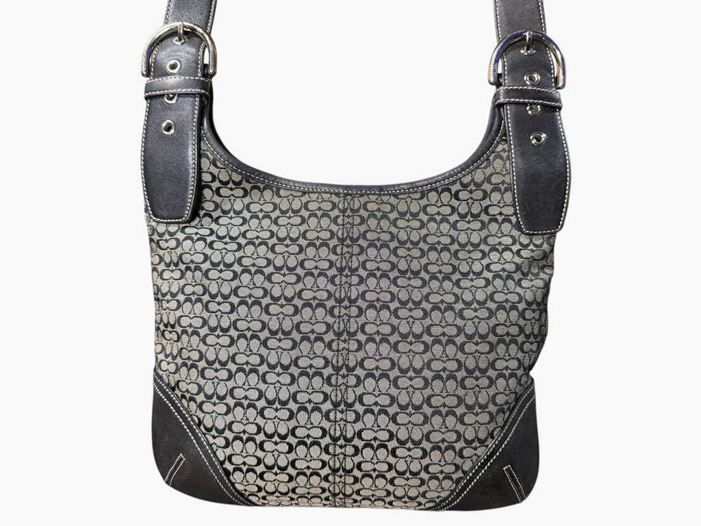 Coach Soho Signature Mini C Jacquard Hobo Shoulder Bag in Black and Grey, image 1 of 18