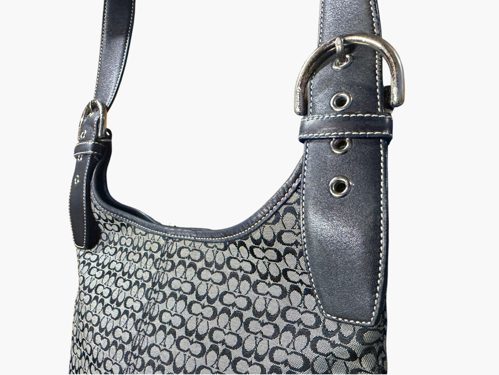 Coach Soho Signature Mini C Jacquard Hobo Shoulder Bag in Black and Grey, image 3 of 18