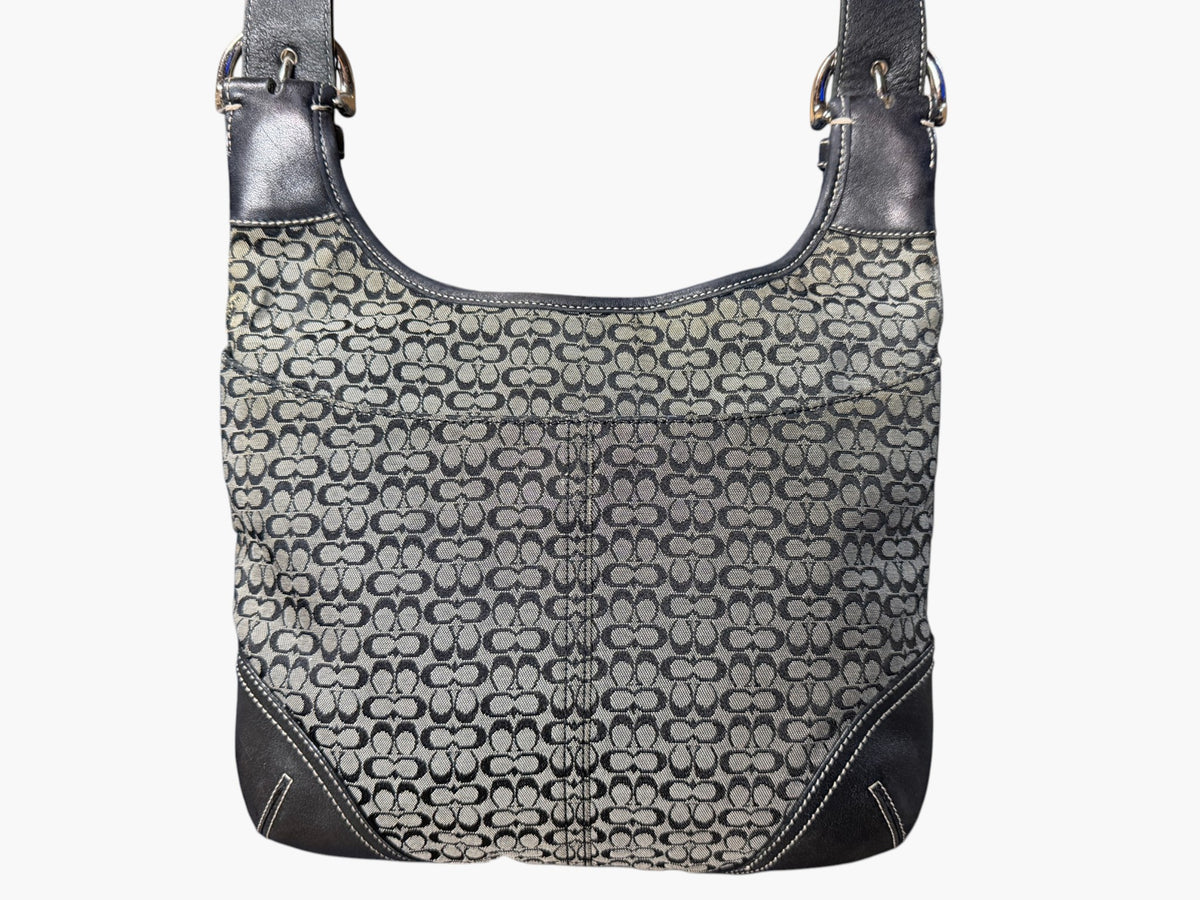 Coach Soho Signature Mini C Jacquard Hobo Shoulder Bag in Black and Grey, image 5 of 18