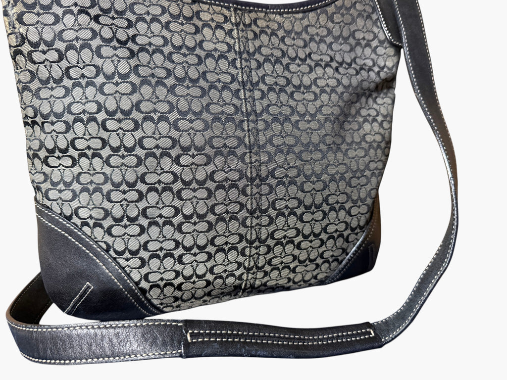 Coach Soho Signature Mini C Jacquard Hobo Shoulder Bag in Black and Grey, image 7 of 18