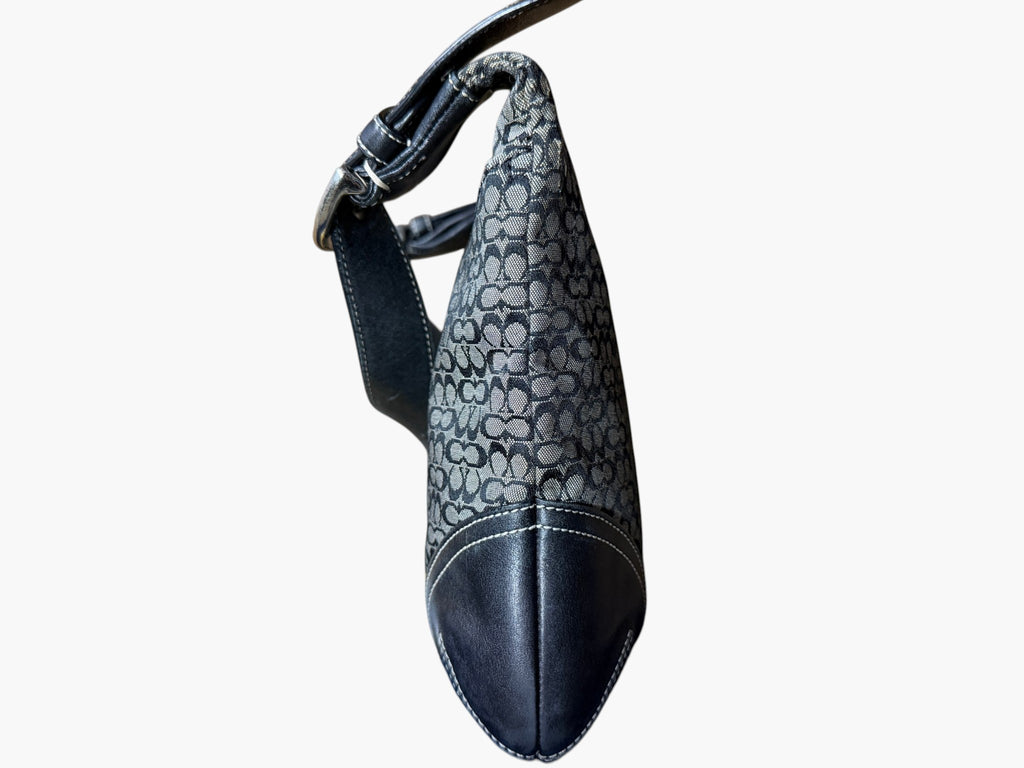 Coach Soho Signature Mini C Jacquard Hobo Shoulder Bag in Black and Grey, image 8 of 18