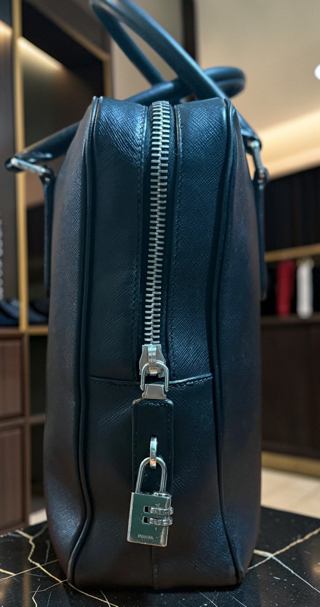 Prada Saffiano Leder Aktentasche Schwarz