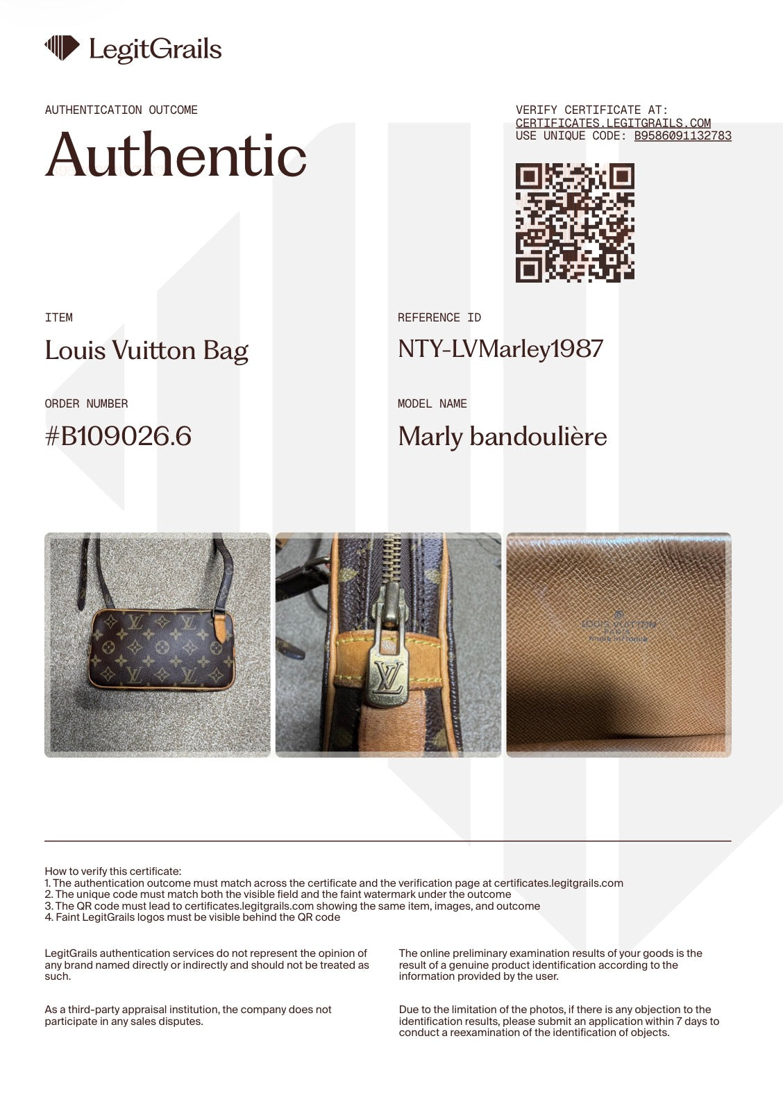 Louis Vuitton Pochette Marly Bandoulière (Date Code 874 TH - France April 1987)