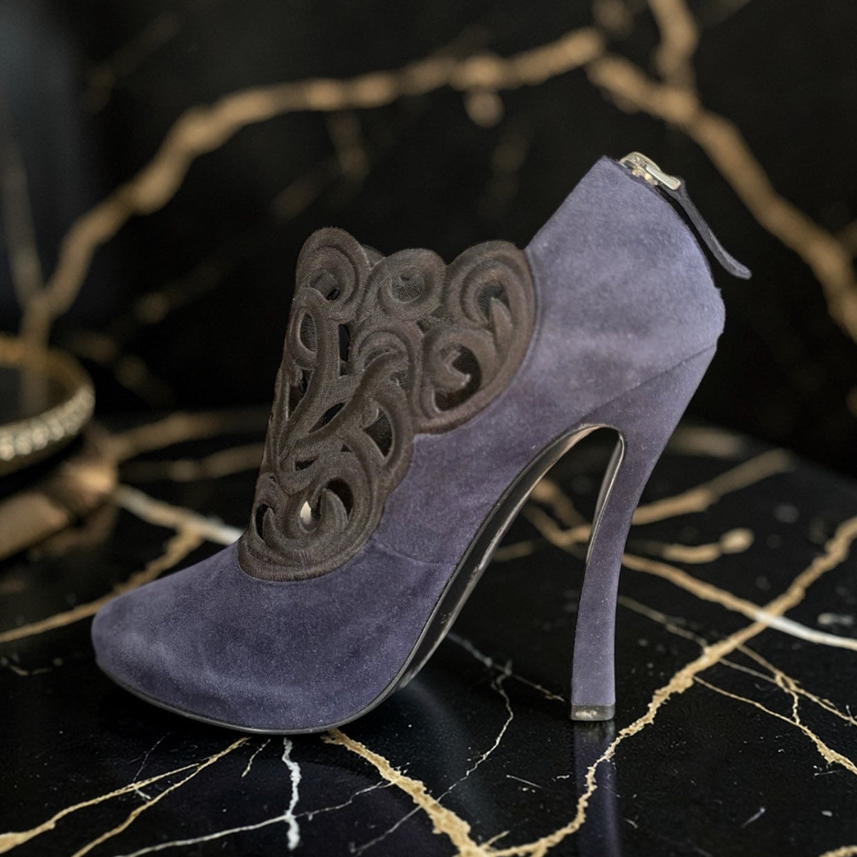 Emporio Armani Navy And Black High Heel Shoes, UK4 EU37
