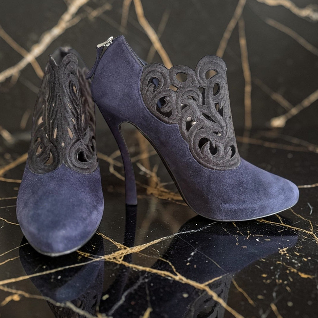 Emporio Armani Navy And Black High Heel Shoes, UK4 EU37