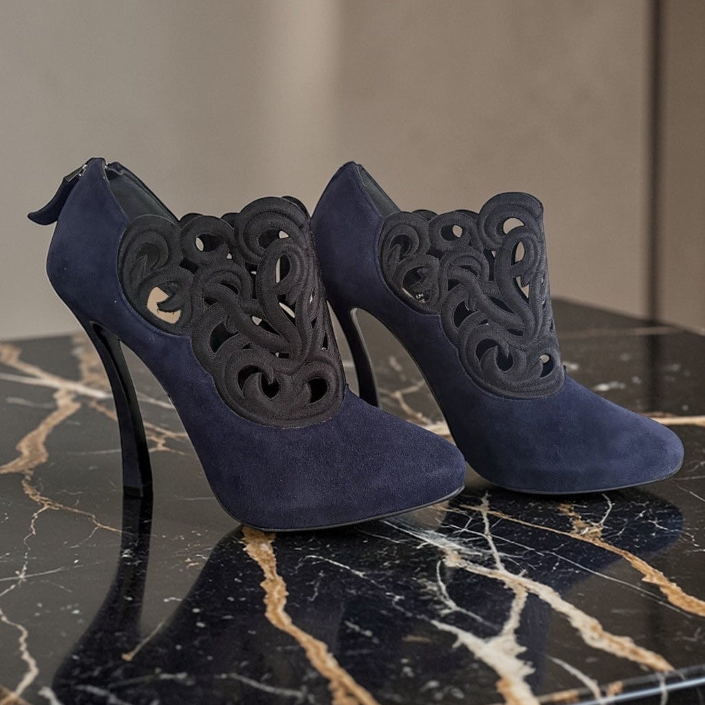 Emporio Armani Navy And Black High Heel Shoes, UK4 EU37