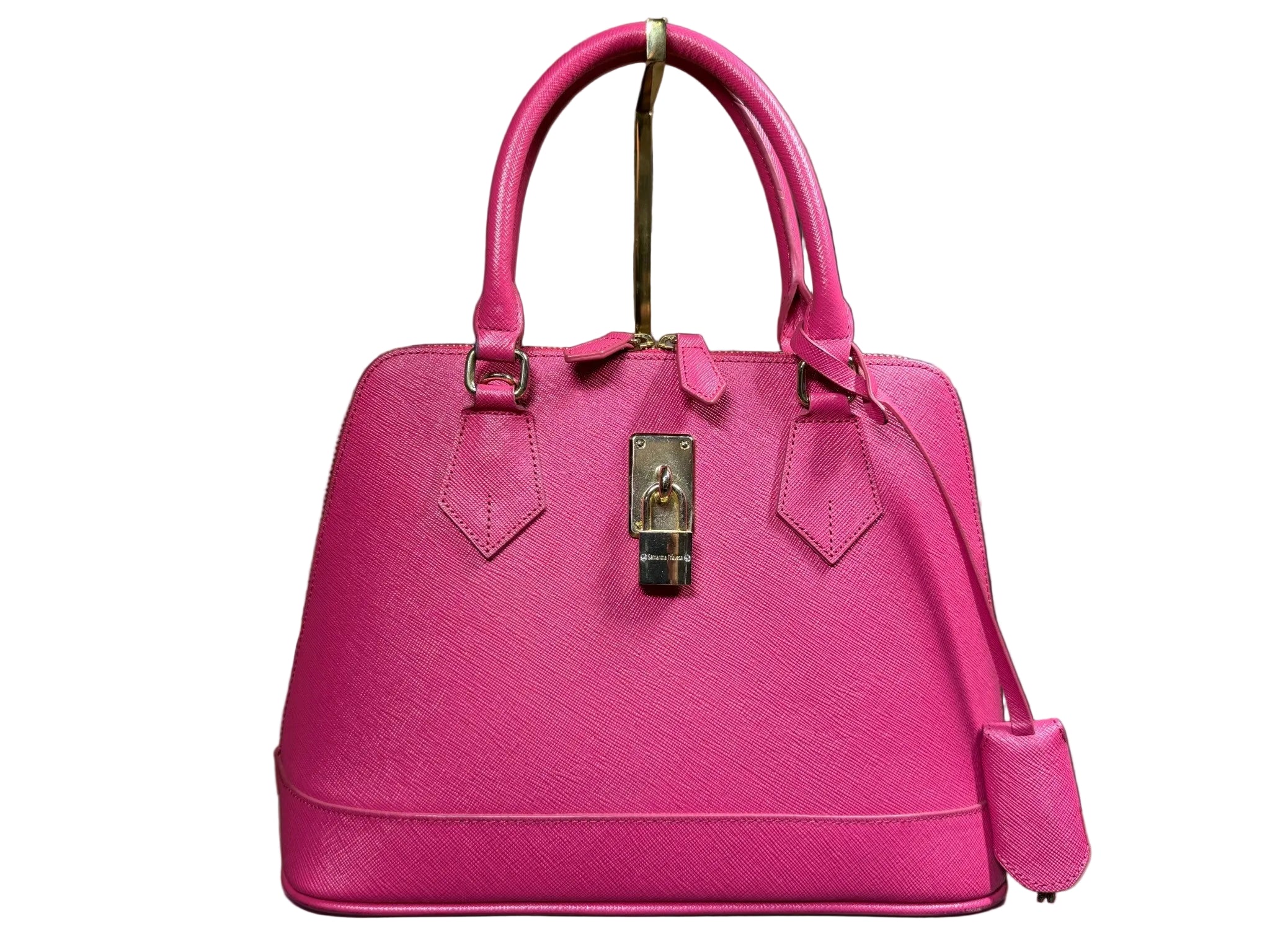 Samantha Thavasa pink leather structured convertible top handle crossbody handbag