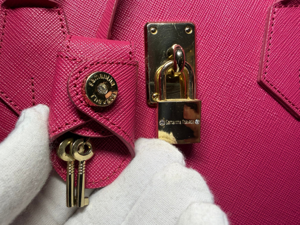 Samantha Thavasa pink leather structured convertible top handle crossbody handbag