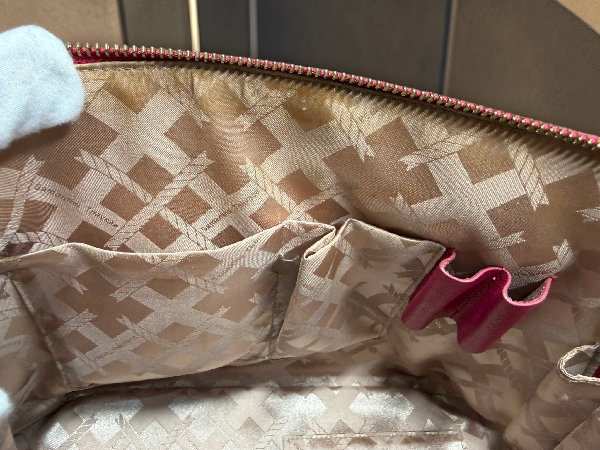 Samantha Thavasa pink leather structured convertible top handle crossbody handbag