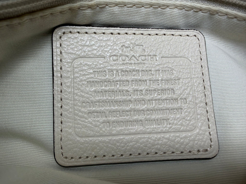 Sac cabas zippé City en cuir grainé blanc cassé Coach