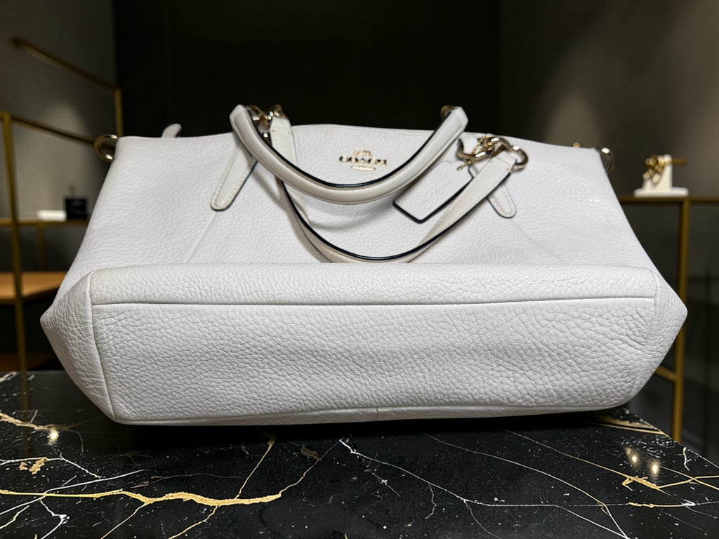 Sac cabas zippé City en cuir grainé blanc cassé Coach