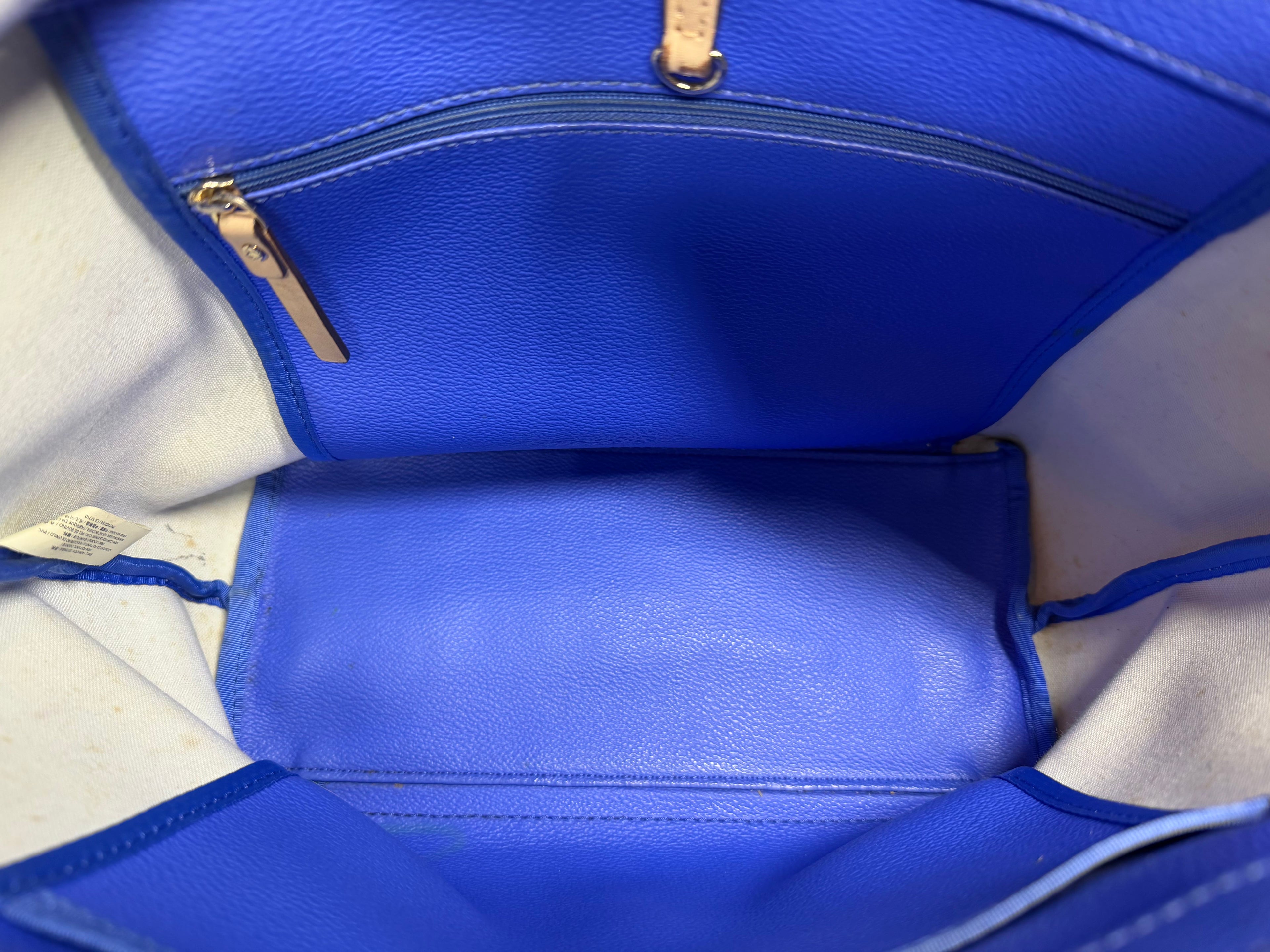 Kate Spade New York Blue & White Striped (Ryan) Pebbled Vegan Leather Tote Bag