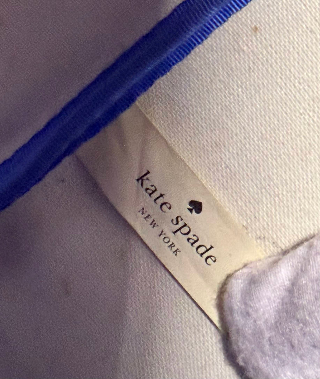 Kate Spade New York Blue & White Striped (Ryan) Pebbled Vegan Leather Tote Bag