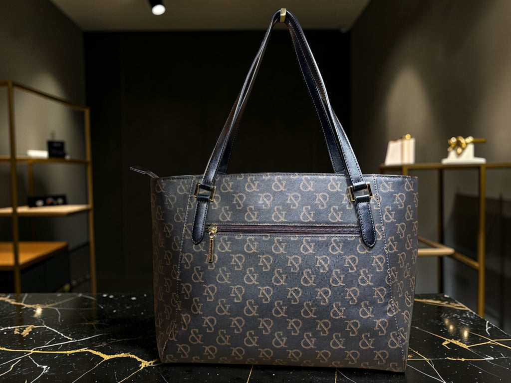 Pinky & Dianne Monogram Canvas Tote Bag – Black &amp; Gold