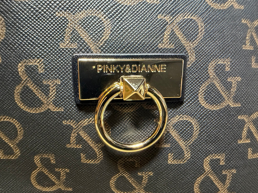 Pinky & Dianne Monogram Canvas Tote Bag – Black &amp; Gold