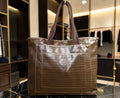 Mario Valentino Brown Monogram Chevron Tote Bag