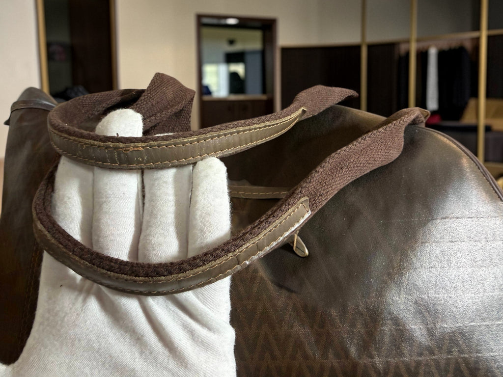 Mario Valentino Brown Monogram Chevron Tote Bag