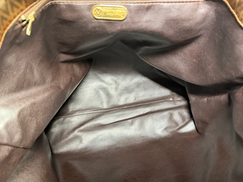Mario Valentino Brown Monogram Chevron Tote Bag