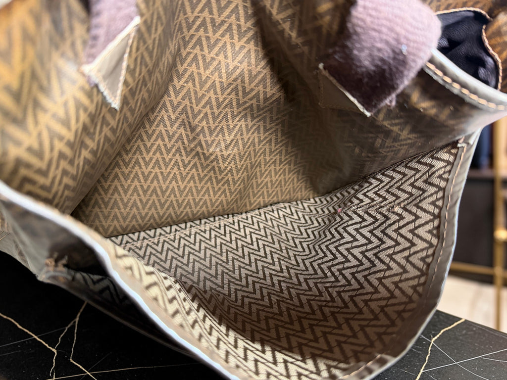 Mario Valentino Brown Monogram Chevron Tote Bag