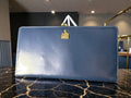 Portefeuille Long Lanvin en Cuir de Veau Bleu avec Fermoir Baiser