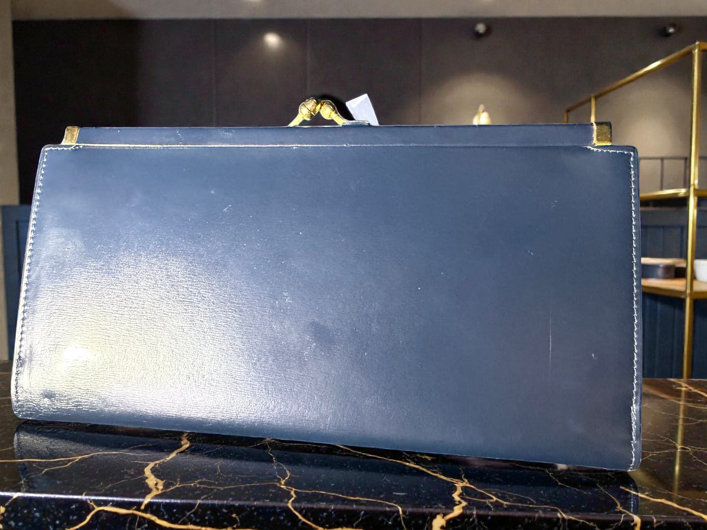 Portefeuille Long Lanvin en Cuir de Veau Bleu avec Fermoir Baiser