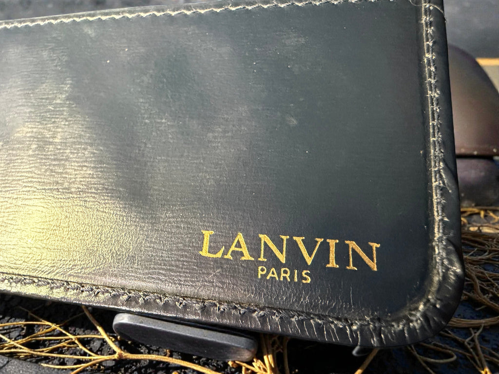 Portefeuille Long Lanvin en Cuir de Veau Bleu avec Fermoir Baiser