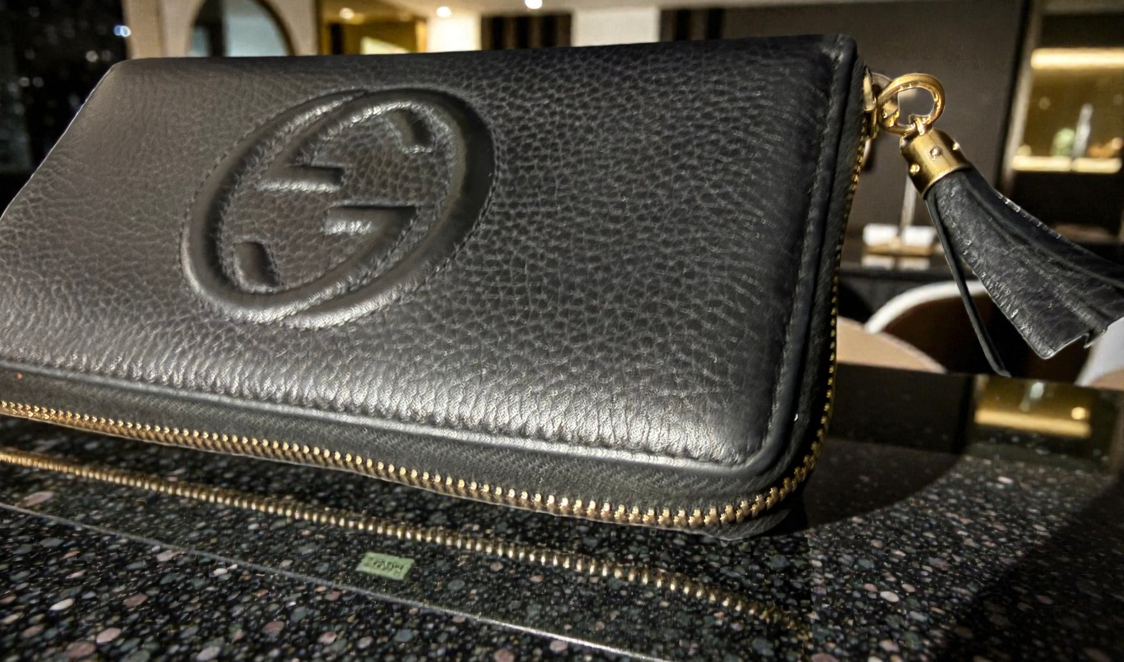 Gucci Soho Black Pebble Leather Wallet