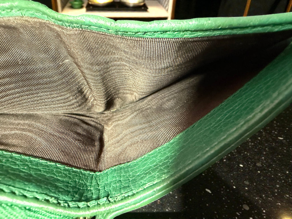 Gucci Compact GG Supreme Canvas and Green Leather Wallet