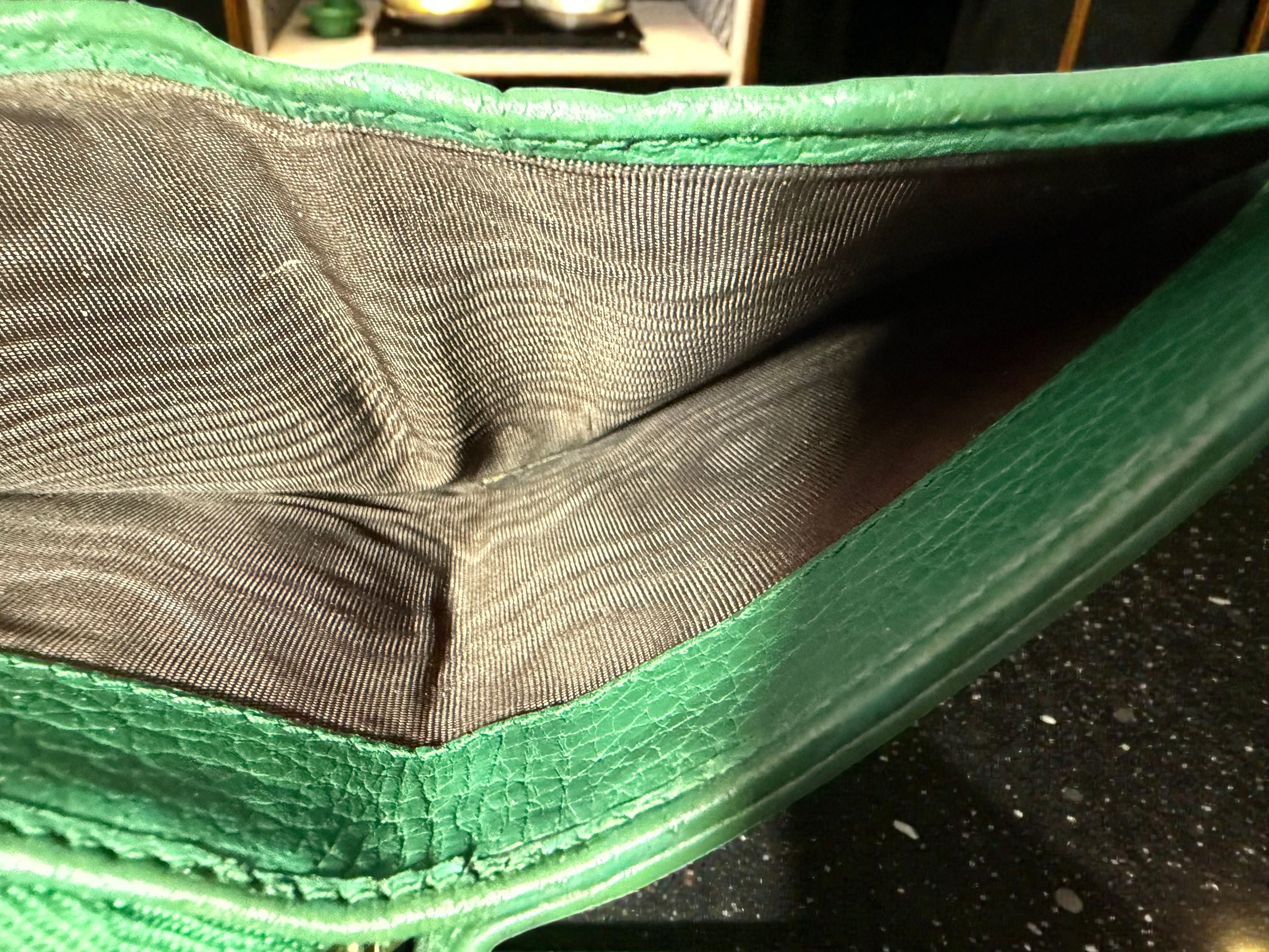 Gucci Compact GG Supreme Canvas and Green Leather Wallet