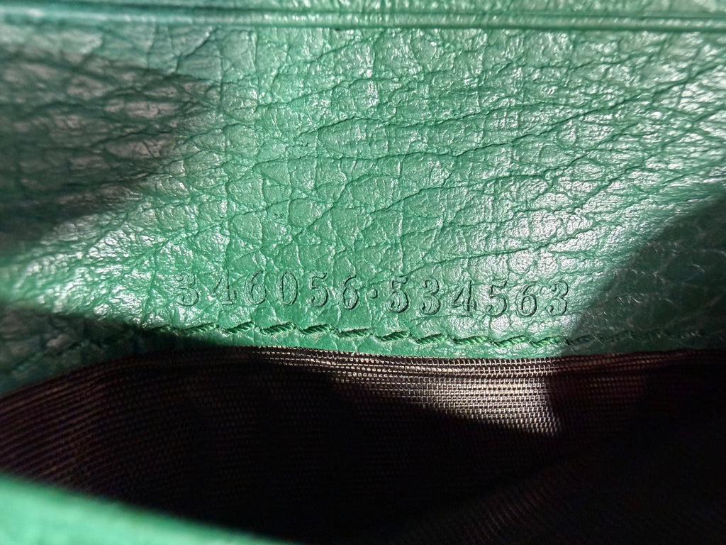 Gucci Compact GG Supreme Canvas and Green Leather Wallet