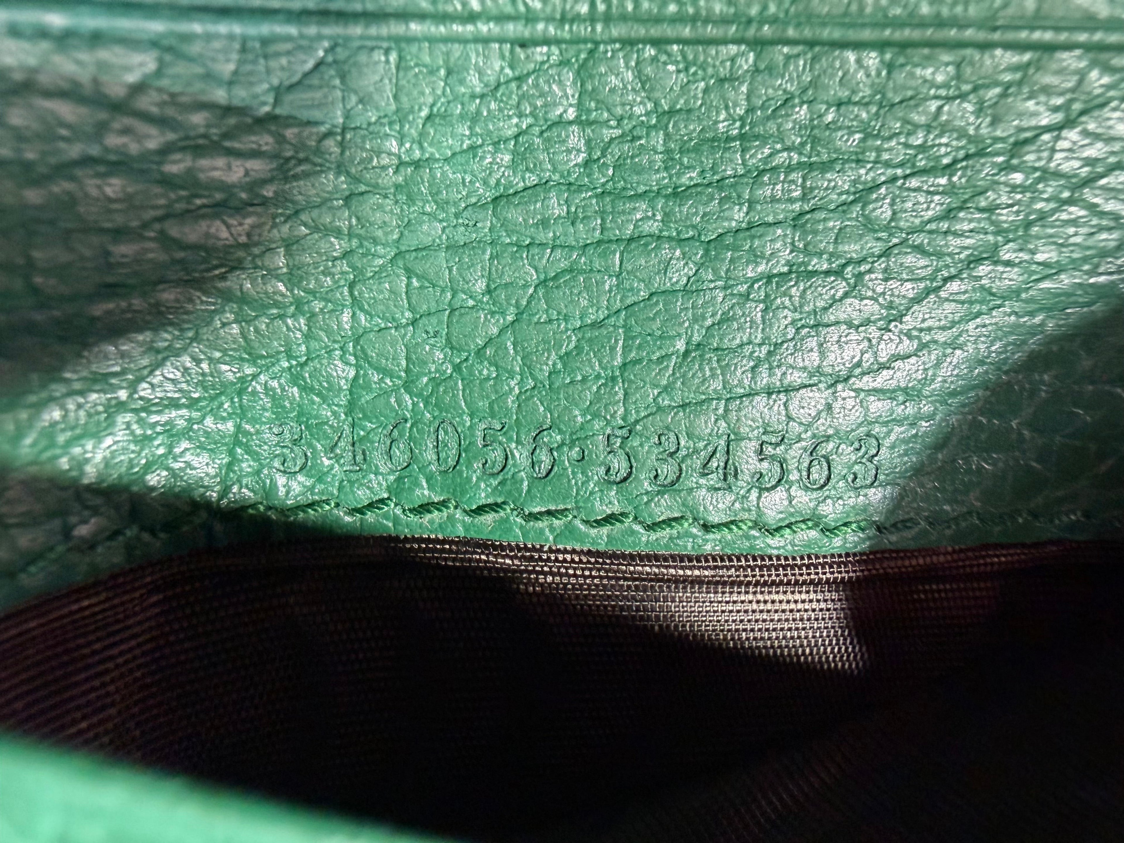 Gucci Compact GG Supreme Canvas and Green Leather Wallet