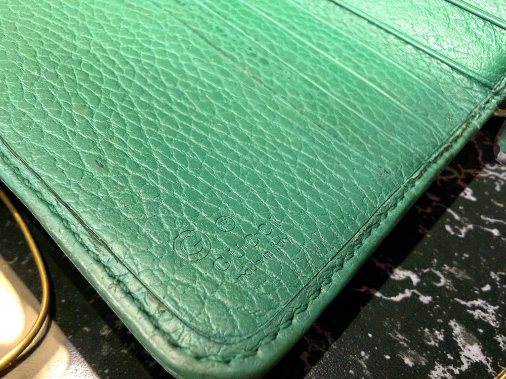 Gucci Compact GG Supreme Canvas and Green Leather Wallet