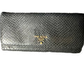 Prada Black Snakeskin Embossed Long Wallet