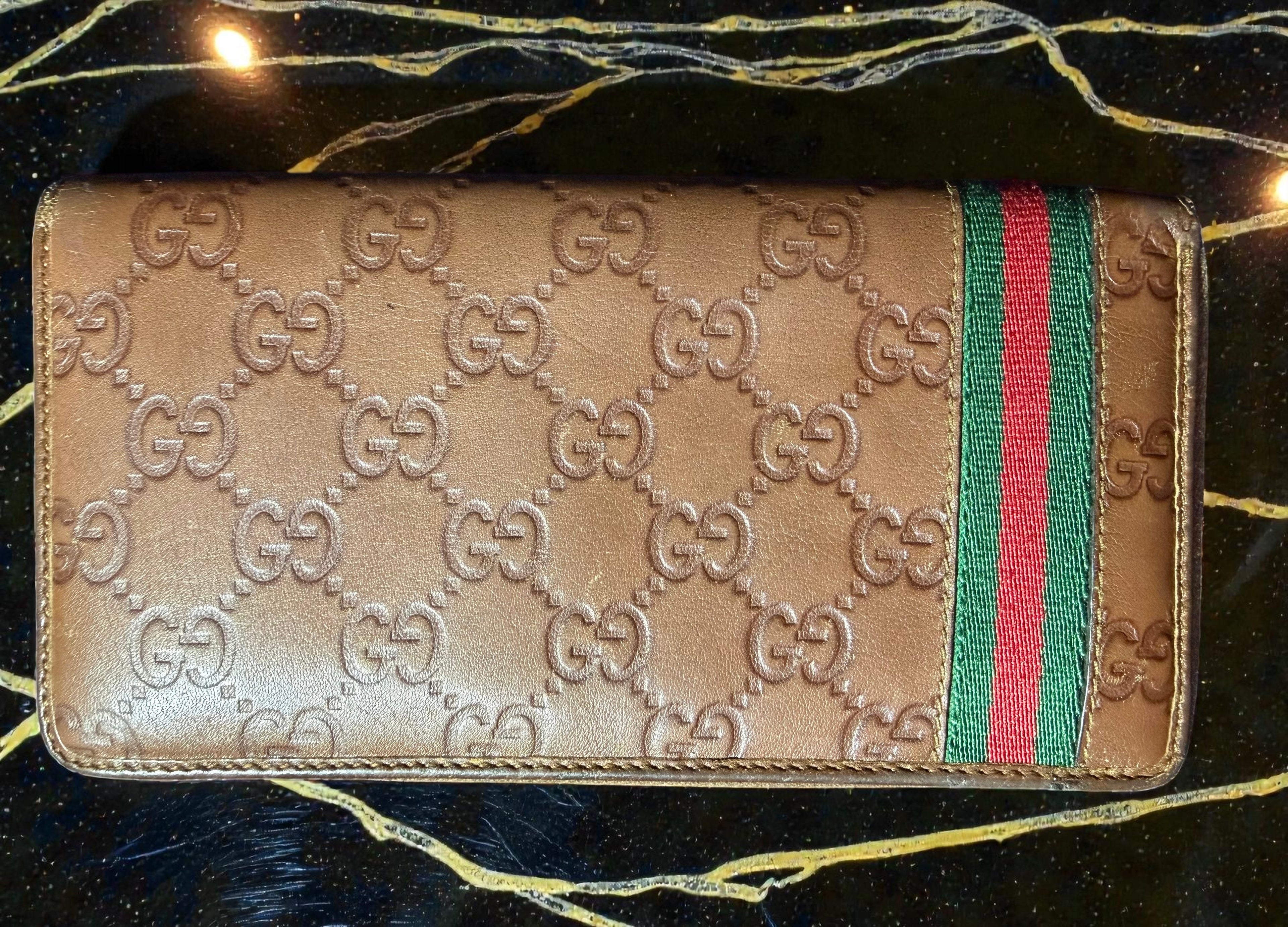 Gucci Guccissima Brown Leather GG Long Wallet