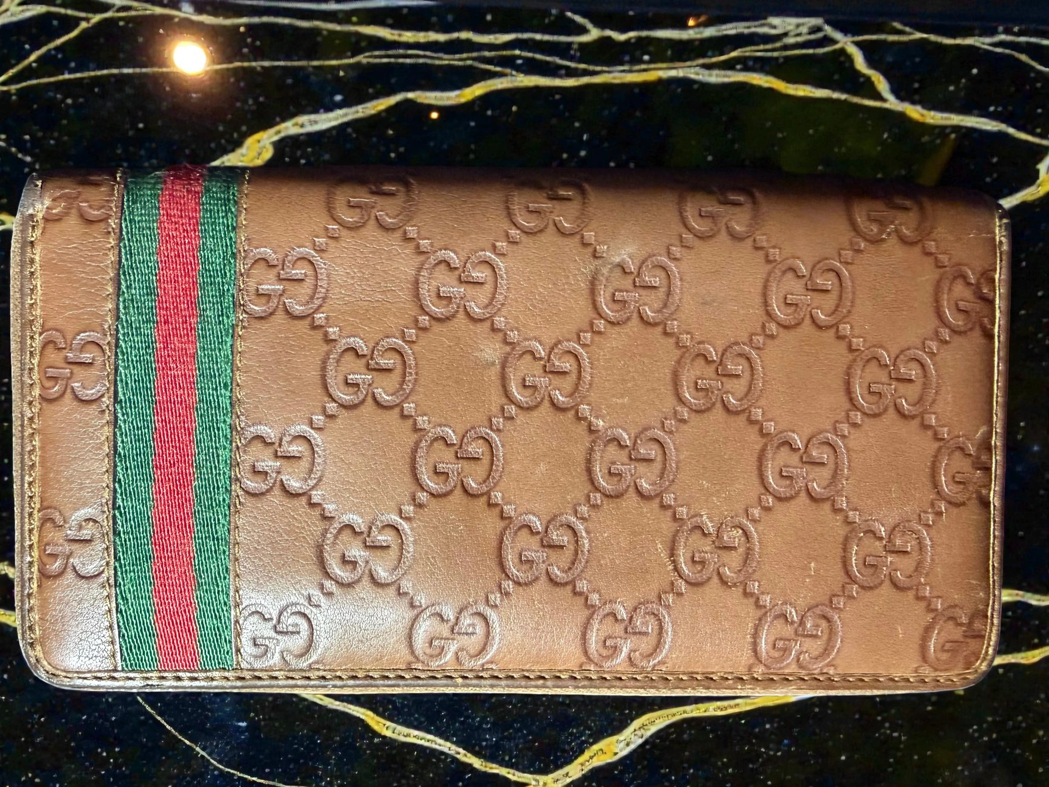 Gucci Guccissima Brown Leather GG Long Wallet