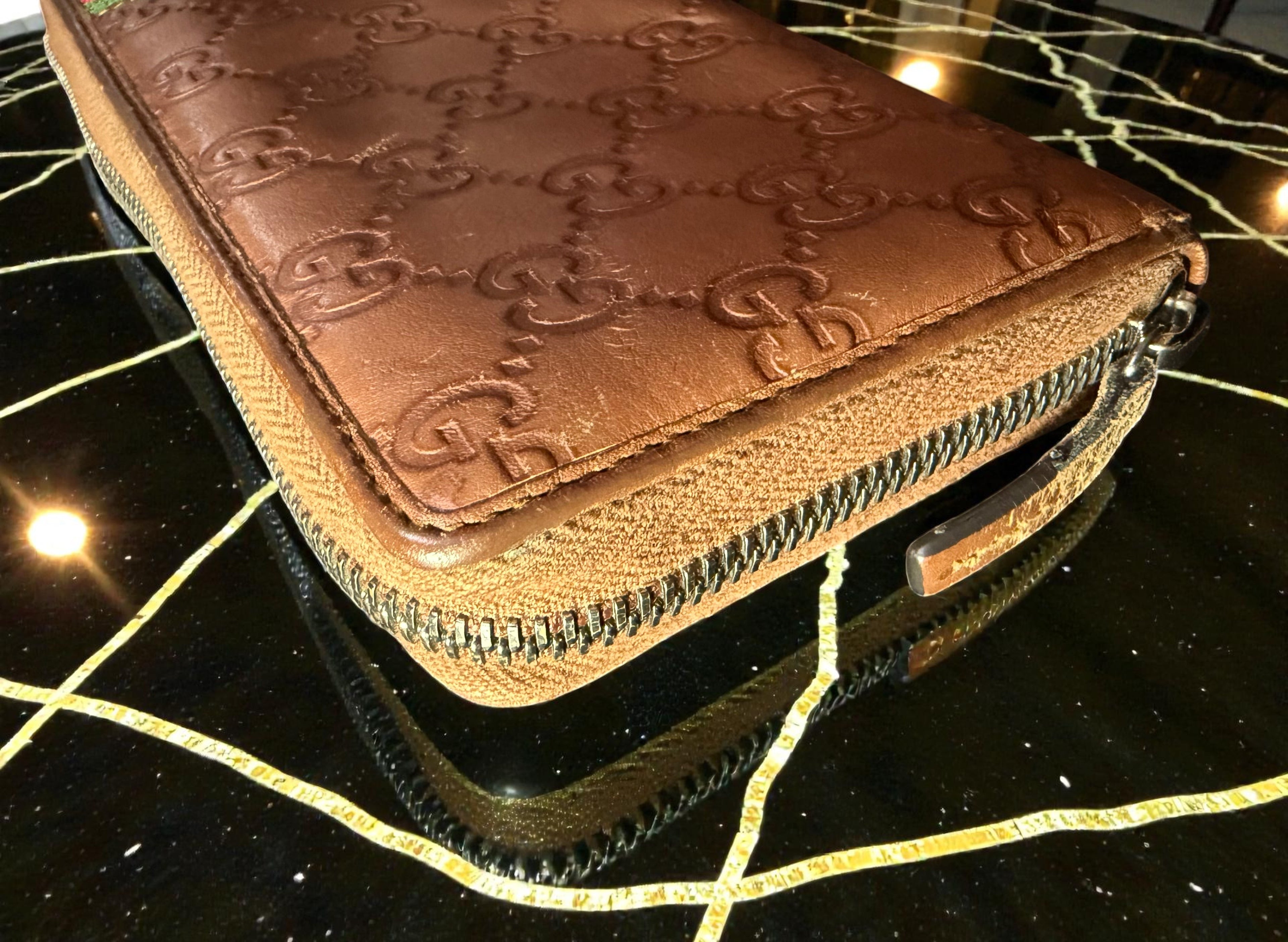 Gucci Guccissima Brown Leather GG Long Wallet