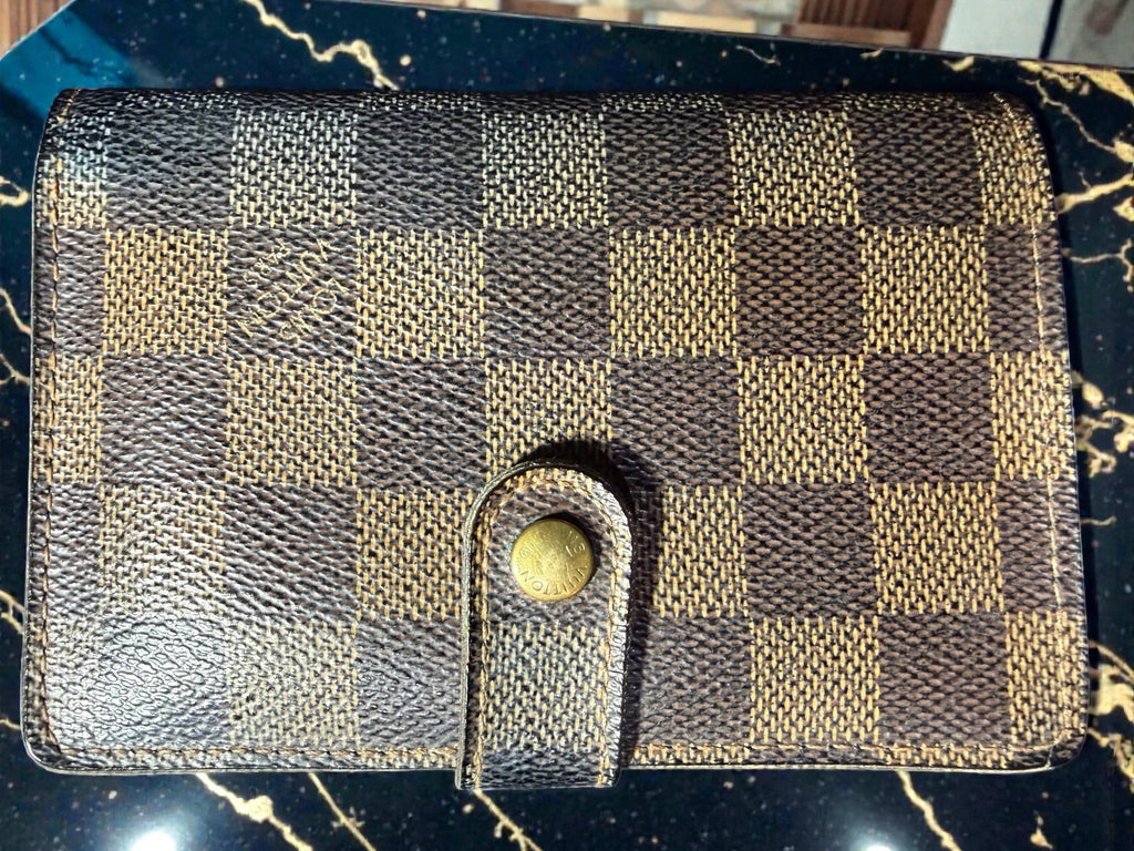 Louis Vuitton Damier Ebene Portefeuille Viennois Kiss Lock Wallet