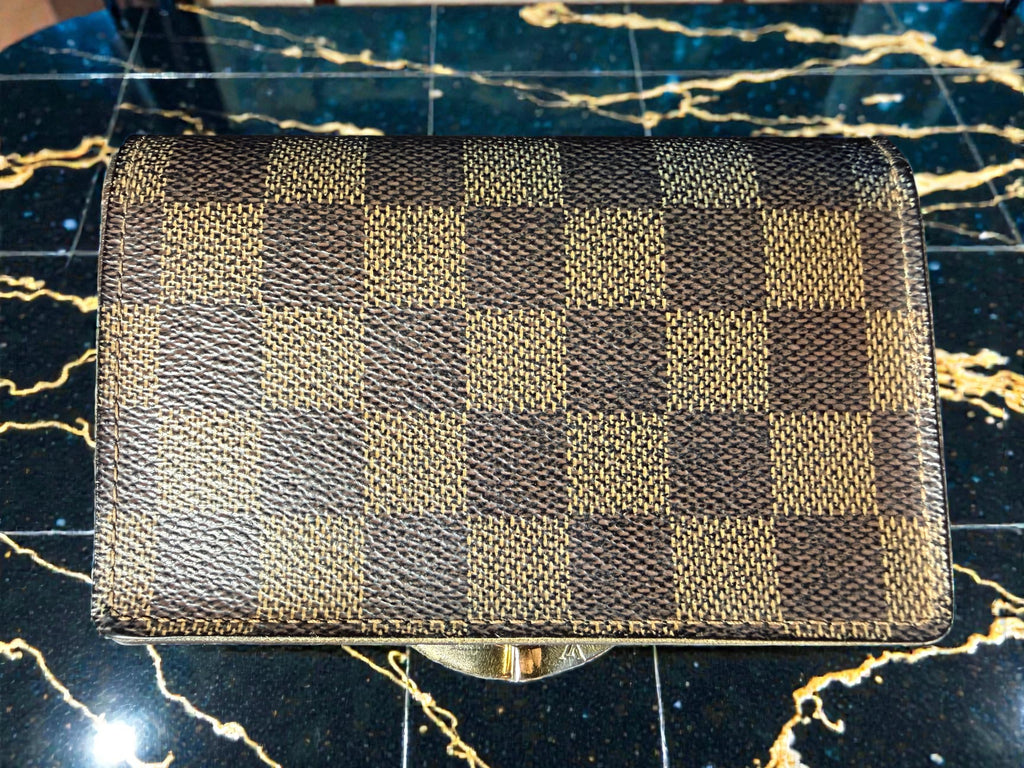 Louis Vuitton Damier Ebene Portefeuille Viennois Kiss Lock Wallet
