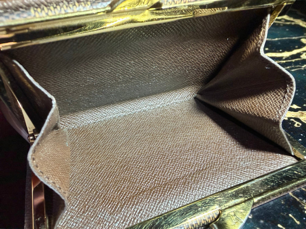 Louis Vuitton Damier Ebene Portefeuille Viennois Kiss Lock Wallet