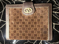 Gucci Square G Pattern Vintage Bifold Suede and Leather Wallet
