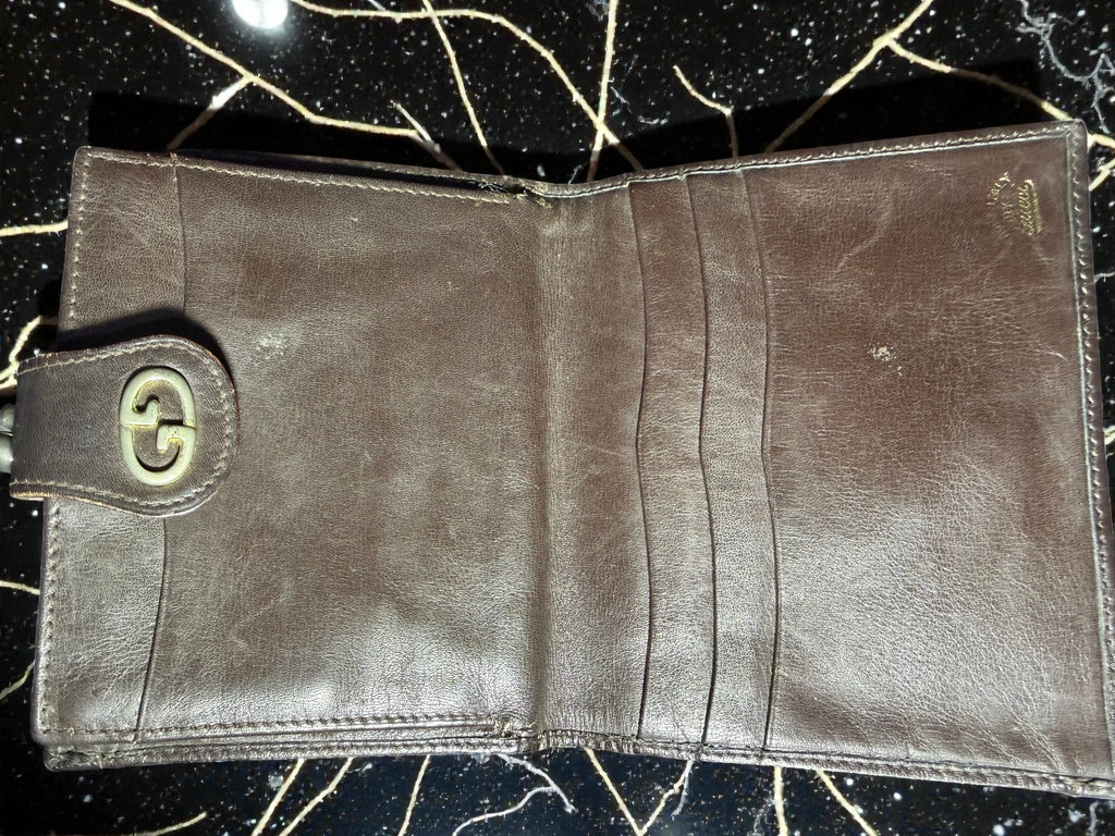 Gucci Square G Pattern Vintage Bifold Suede and Leather Wallet
