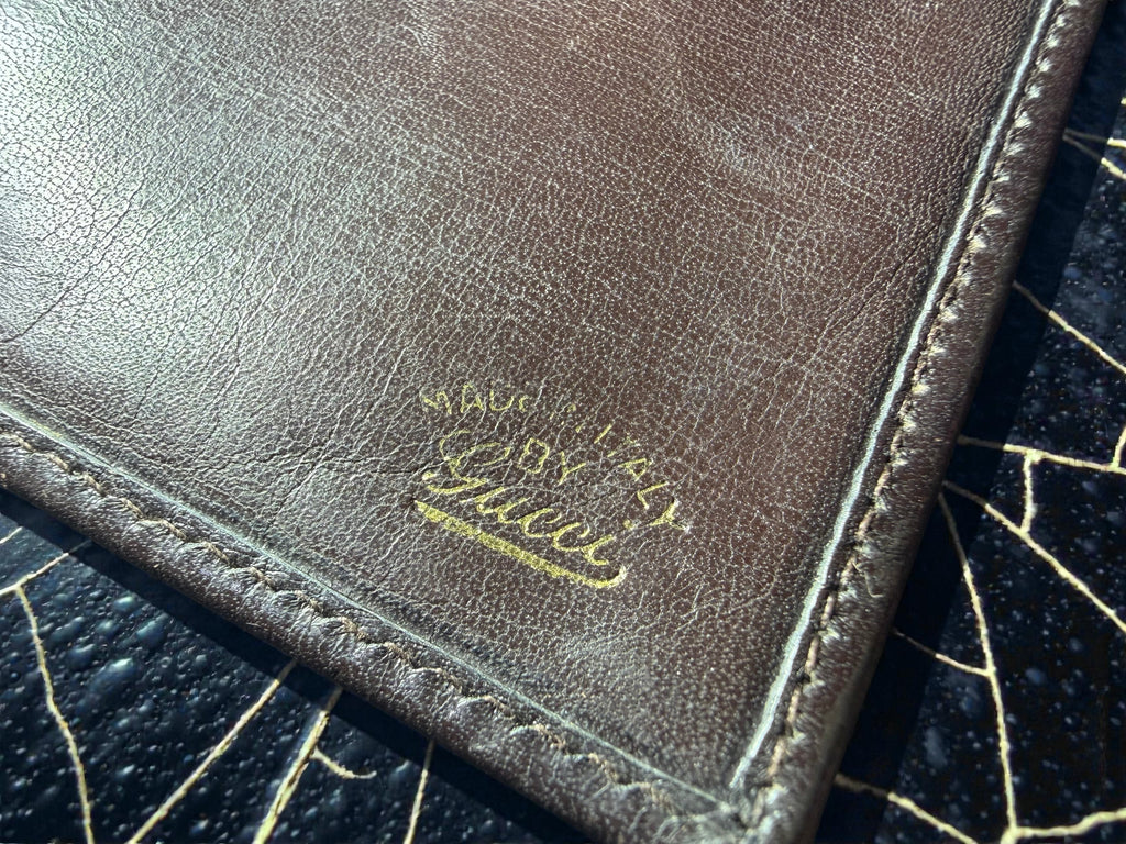 Gucci Square G Pattern Vintage Bifold Suede and Leather Wallet