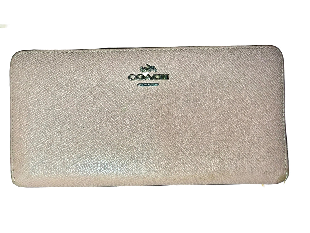 Coach Long Zip-Around Wallet in Pale Pink Pebbled Leather