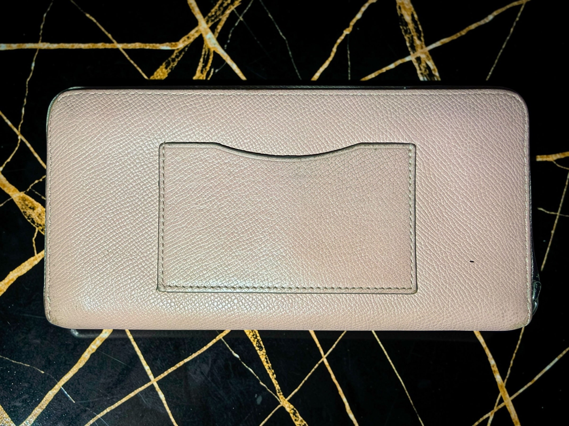 Coach Long Zip-Around Wallet in Pale Pink Pebbled Leather