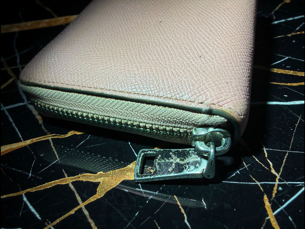 Coach Long Zip-Around Wallet in Pale Pink Pebbled Leather