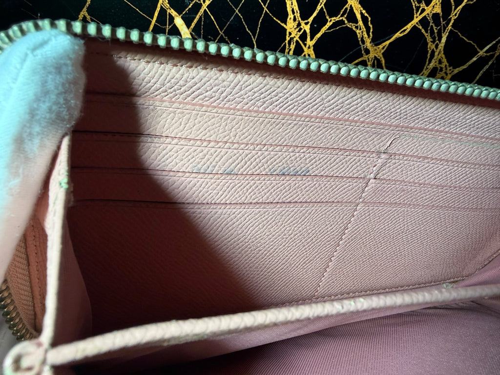 Coach Long Zip-Around Wallet in Pale Pink Pebbled Leather