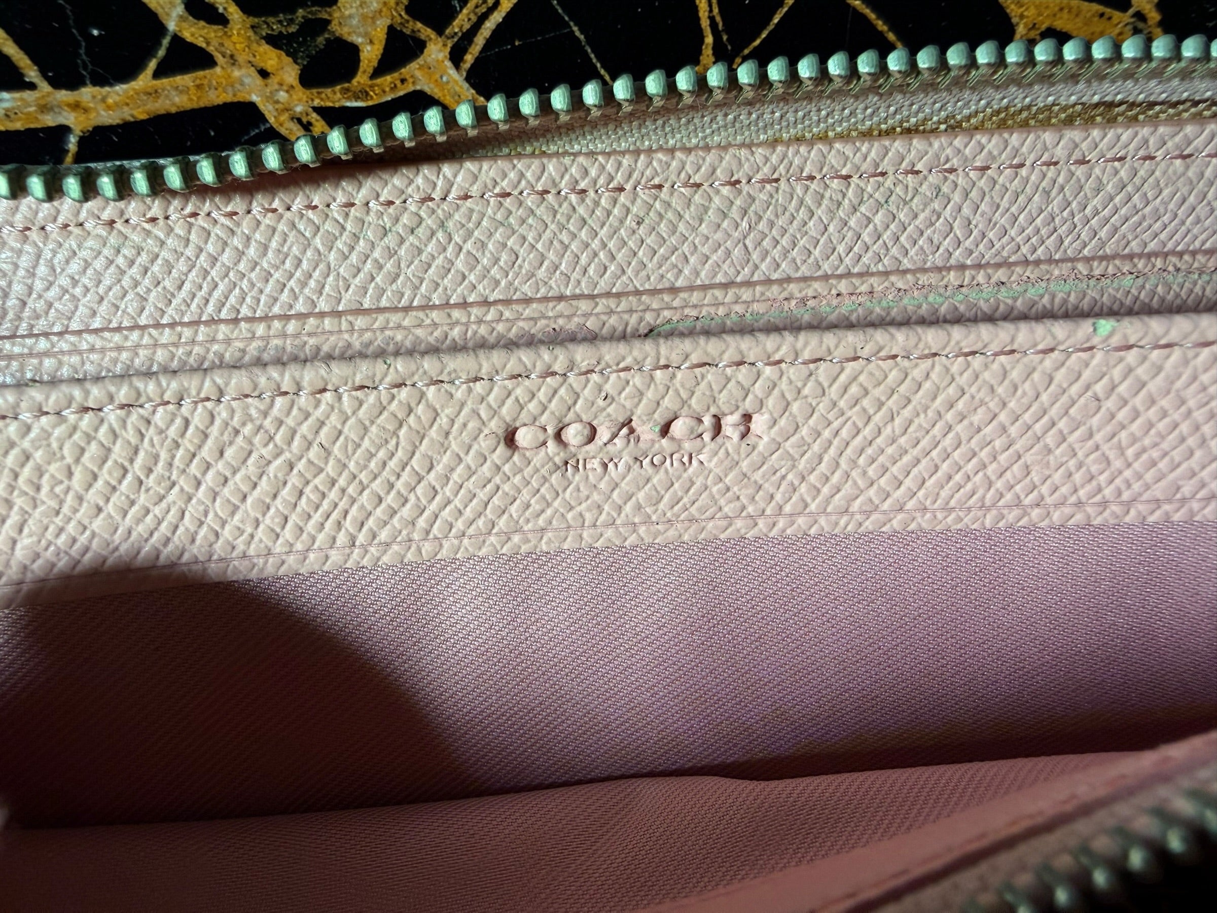 Coach Long Zip-Around Wallet in Pale Pink Pebbled Leather