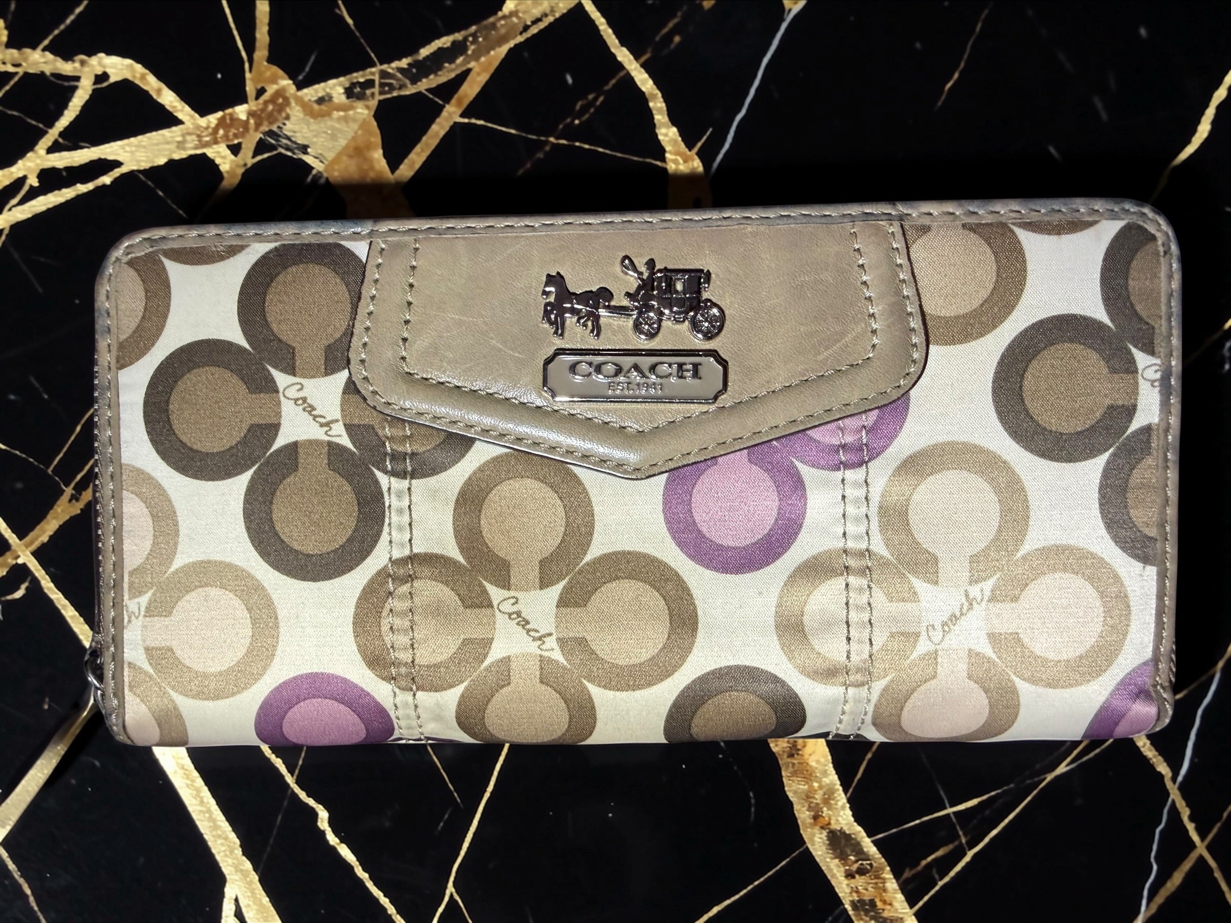 Coach Long Zip-Around Wallet in Signature Optic Art