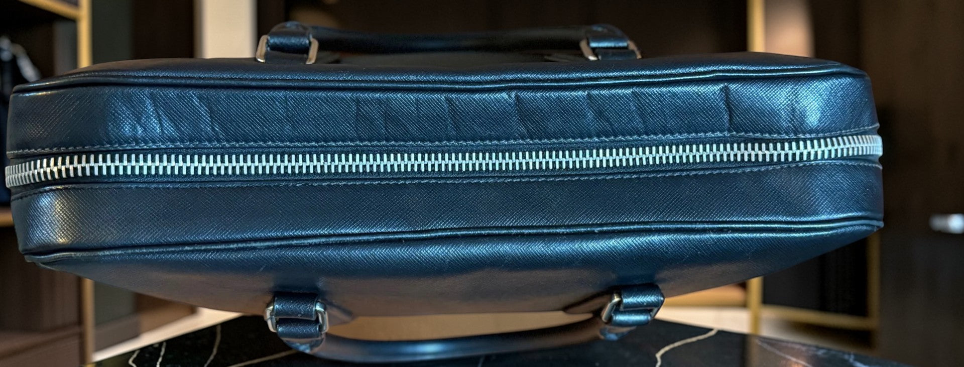 Prada Saffiano Leather Briefcase Black